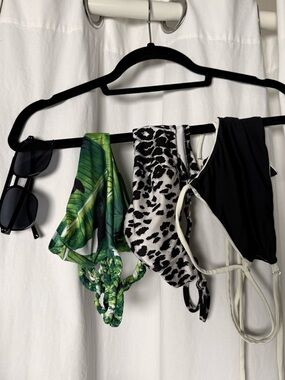 3 bikini tops + sunglasses bundle. Great mix for summer, selling all together!